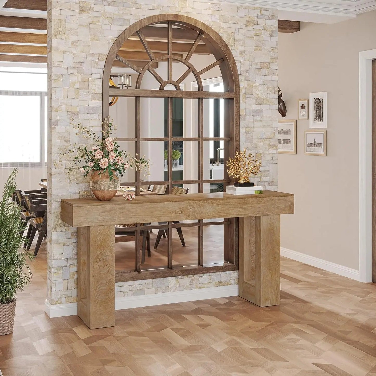 Farmhouse Console Table,63 - Inch Long Narrow Sofa Table Behind The Couch,Wooden Entryway Table for Entrance,Hallway, Living Room - Blu Lotus Boutique