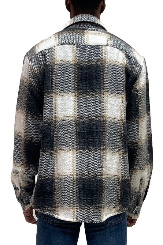 Flannel Shirt Jacket Checkered Plaid Shacket - Blu Lotus Boutique