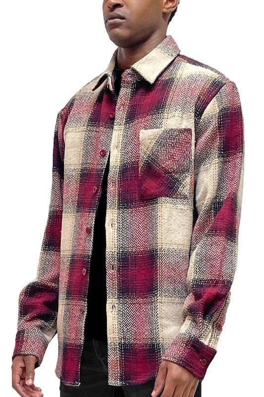 Flannel Shirt Jacket Checkered Plaid Shacket - Blu Lotus Boutique