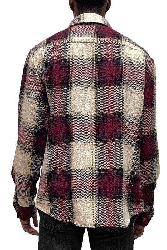 Flannel Shirt Jacket Checkered Plaid Shacket - Blu Lotus Boutique