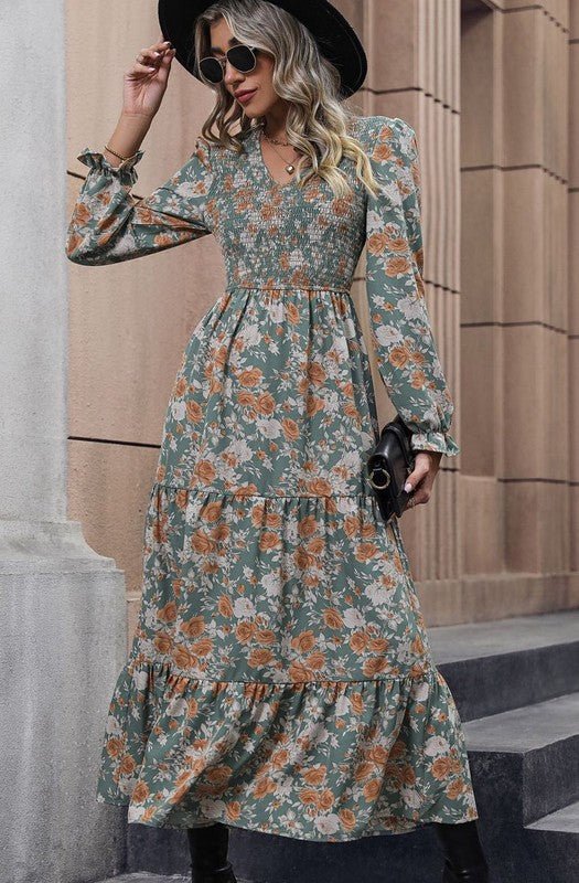 Floral Print Maxi Dress - Blu Lotus Boutique