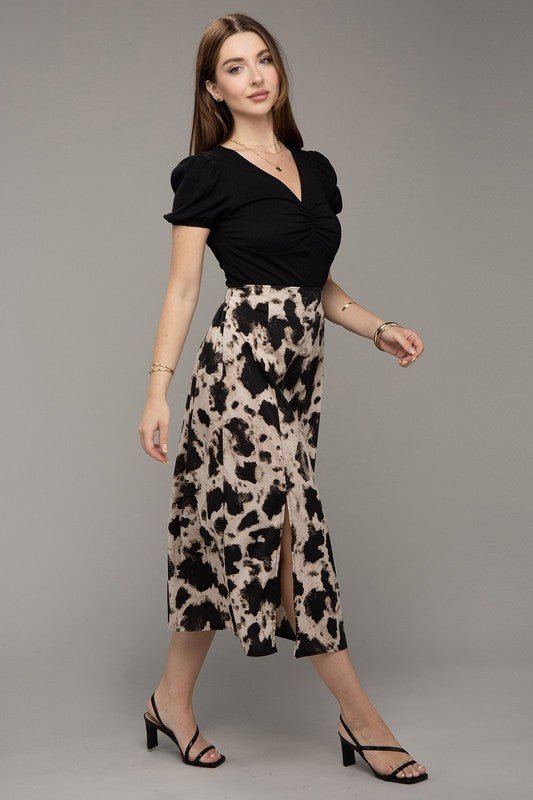 Floral Print Slit Skirt - Blu Lotus Boutique