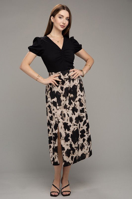 Floral Print Slit Skirt - Blu Lotus Boutique