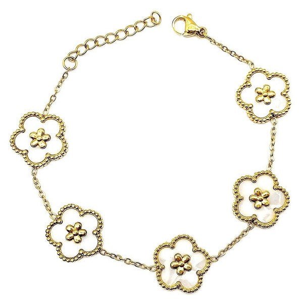 Flower Linked Stainless Steel Chain Bracelet - Blu Lotus Boutique