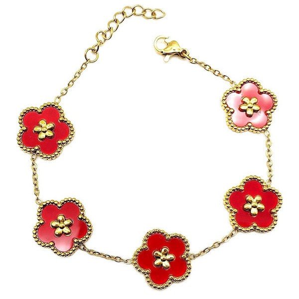 Flower Linked Stainless Steel Chain Bracelet - Blu Lotus Boutique