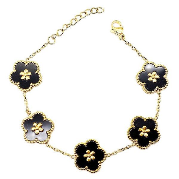 Flower Linked Stainless Steel Chain Bracelet - Blu Lotus Boutique