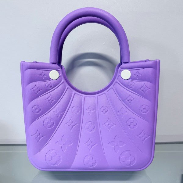 Flowers Design Jelly Tote Bag Lavender or Teal - Blu Lotus Boutique