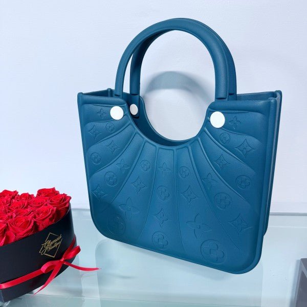 Flowers Design Jelly Tote Bag Lavender or Teal - Blu Lotus Boutique
