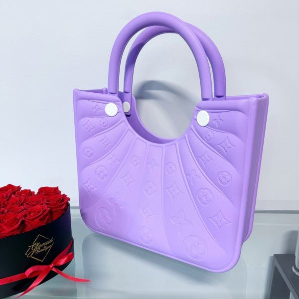 Flowers Design Jelly Tote Bag Lavender or Teal - Blu Lotus Boutique