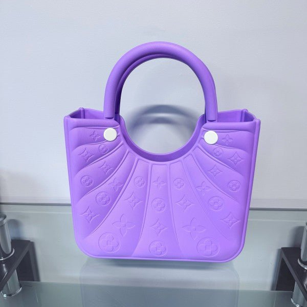 Flowers Design Jelly Tote Bag Lavender or Teal - Blu Lotus Boutique