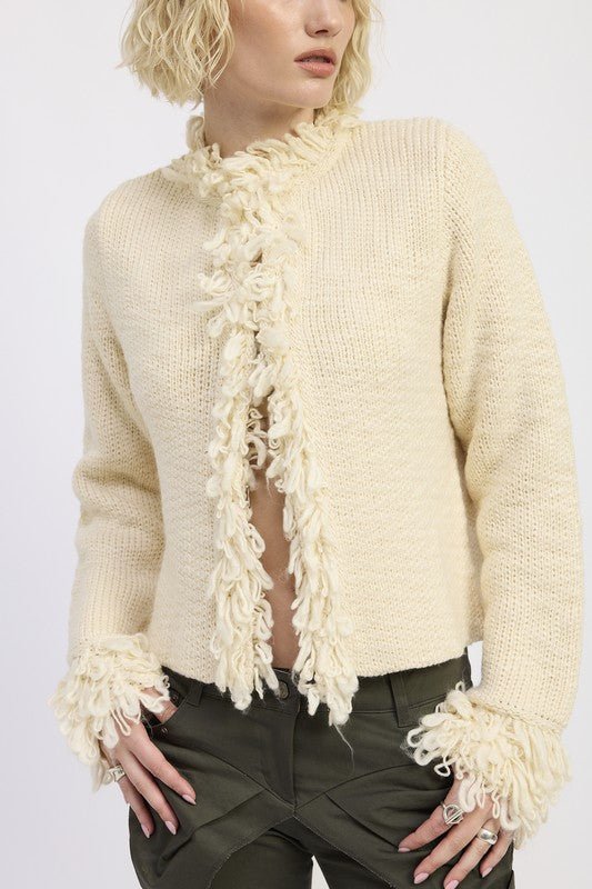 FRINGE KNIT CARDIGAN - Blu Lotus Boutique