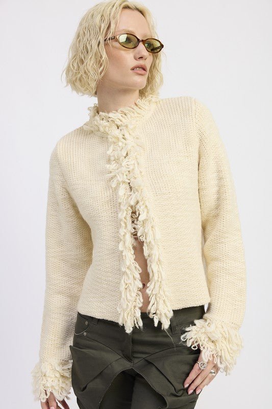 FRINGE KNIT CARDIGAN - Blu Lotus Boutique