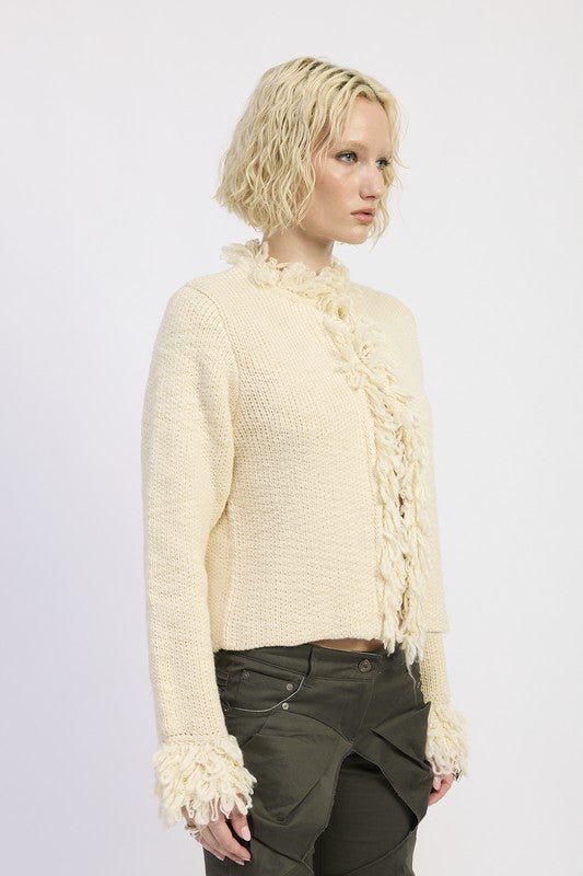 FRINGE KNIT CARDIGAN - Blu Lotus Boutique