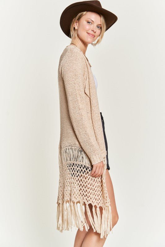 FRINGE KNIT CARDIGAN PLUS KRT1001 - Blu Lotus Boutique