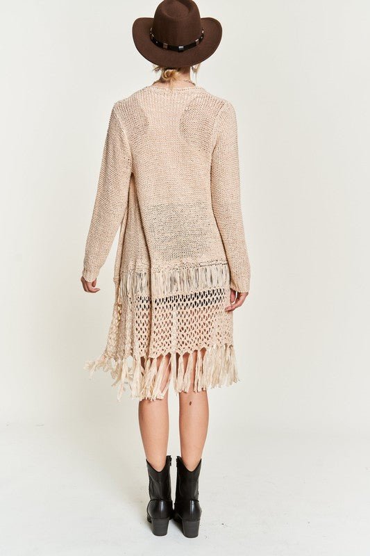 FRINGE KNIT CARDIGAN PLUS KRT1001 - Blu Lotus Boutique