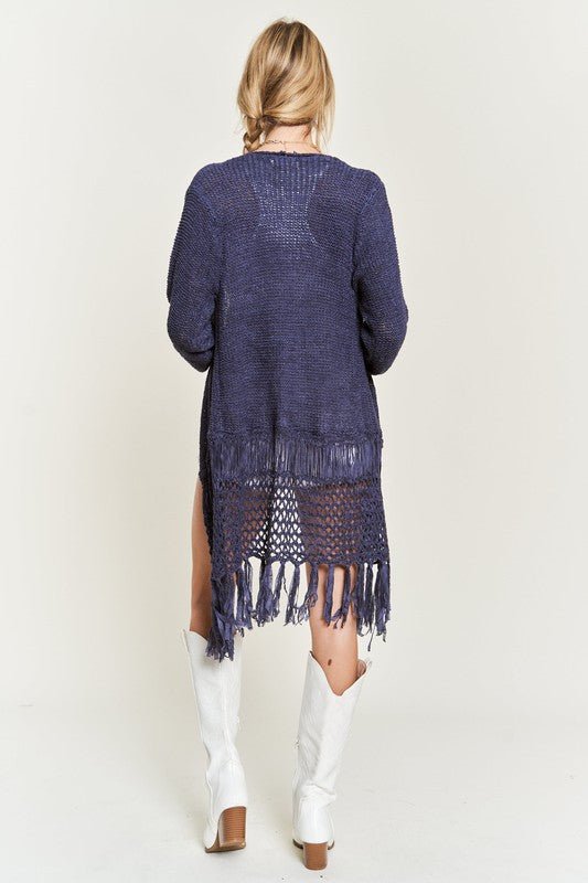FRINGE KNIT CARDIGAN PLUS KRT1001 - Blu Lotus Boutique