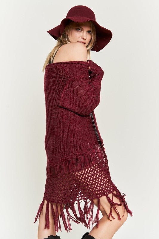 FRINGE KNIT CARDIGAN PLUS KRT1001 - Blu Lotus Boutique