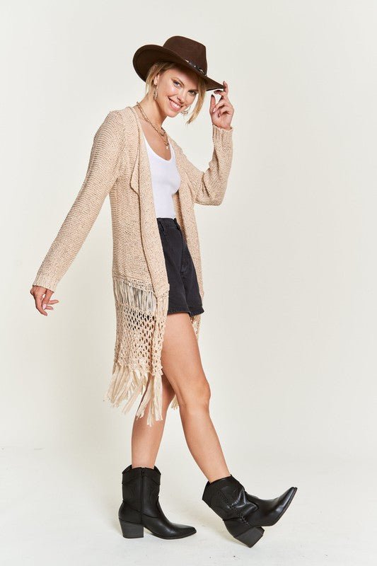 FRINGE KNIT CARDIGAN PLUS KRT1001 - Blu Lotus Boutique