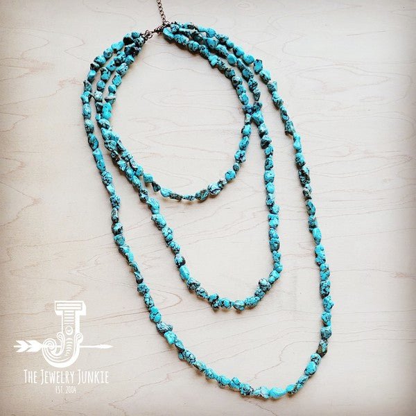Genuine Blue Turq Triple Strand Necklace - Blu Lotus Boutique