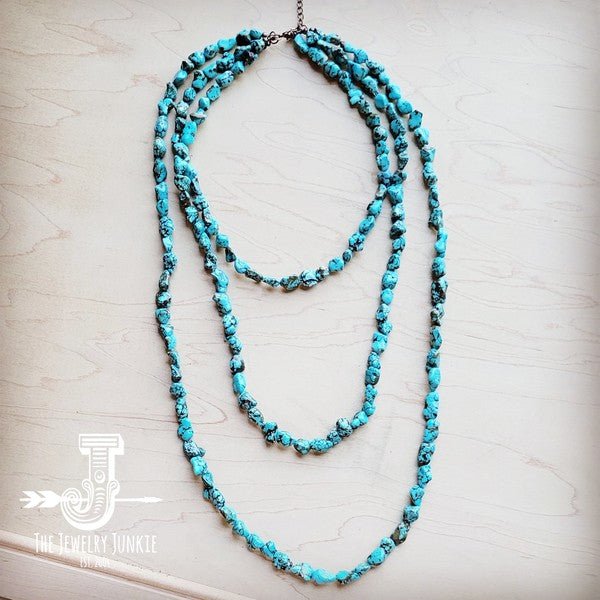 Genuine Blue Turq Triple Strand Necklace - Blu Lotus Boutique