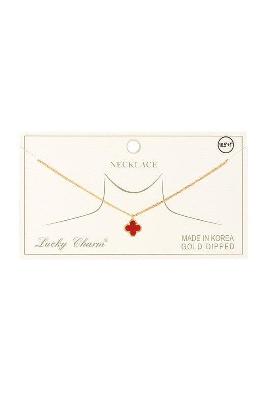 Gold Dipped Clover Pendant Necklace - Blu Lotus Boutique