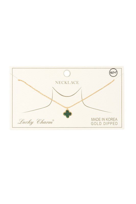 Gold Dipped Clover Pendant Necklace - Blu Lotus Boutique