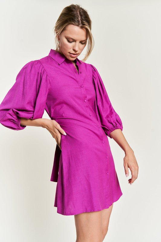Half sleeve belted dress - Blu Lotus Boutique