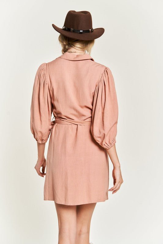 Half sleeve belted dress - Blu Lotus Boutique