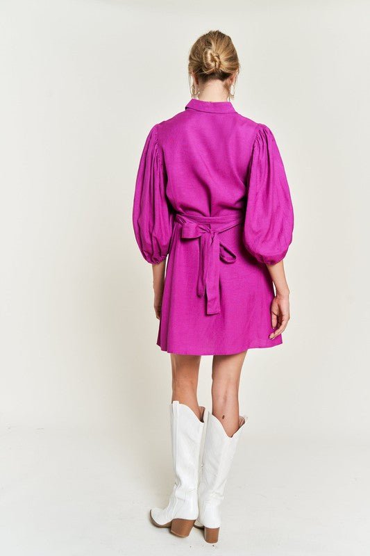 Half sleeve belted dress - Blu Lotus Boutique