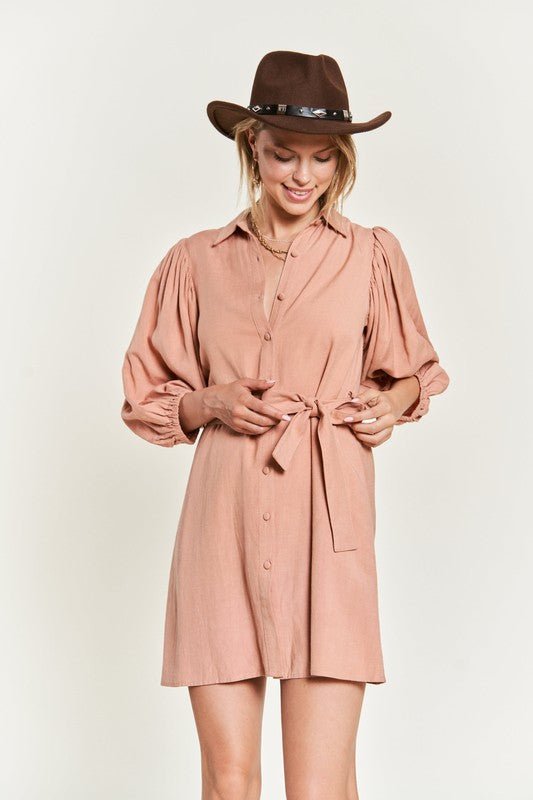 Half sleeve belted dress - Blu Lotus Boutique