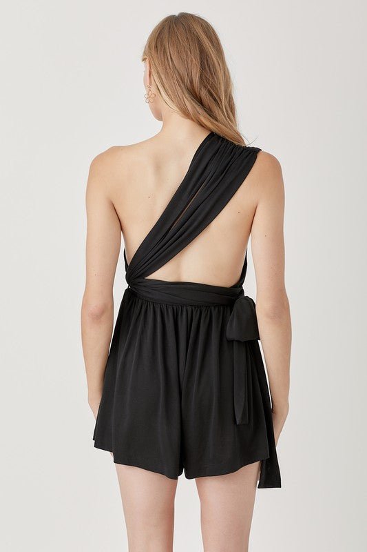 Halter Neck Waist Banded Knit Romper - Blu Lotus Boutique