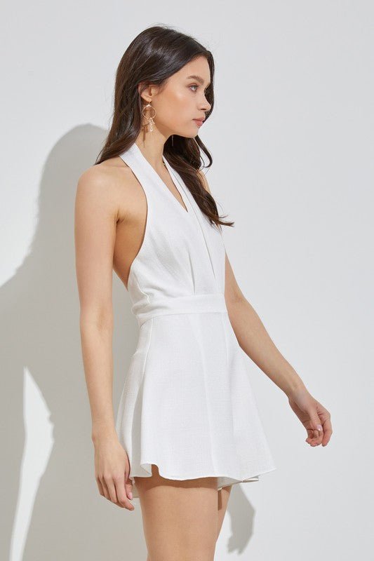 Halter Neck Wide Leg Romper - Blu Lotus Boutique