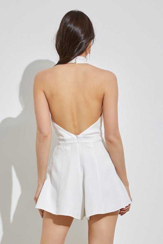 Halter Neck Wide Leg Romper - Blu Lotus Boutique