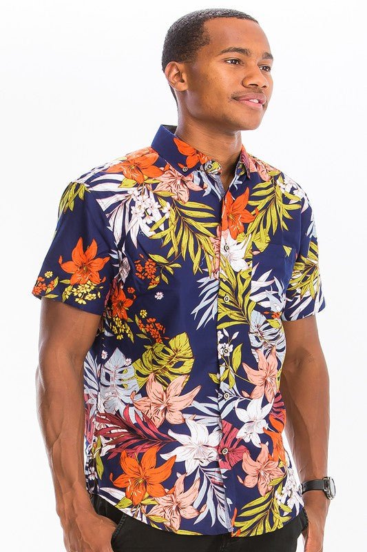 HAWAIIAN BUTTON DOWN SHIRT - Blu Lotus Boutique