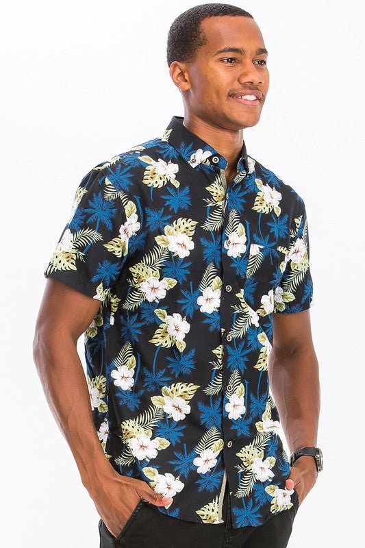 Hawaiian Print Button Down Shirt - Blu Lotus Boutique