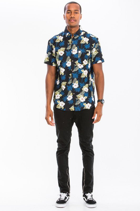 Hawaiian Print Button Down Shirt - Blu Lotus Boutique