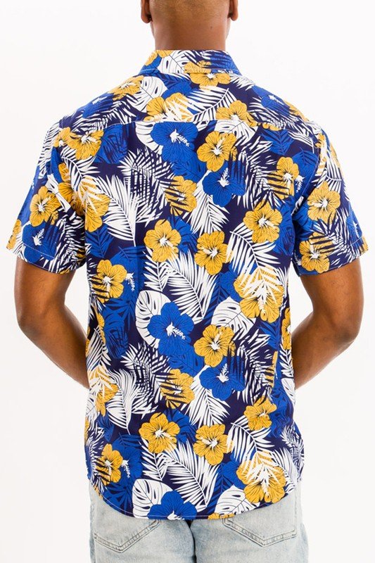 Hawaiian Print Button Down Shirt - Blu Lotus Boutique
