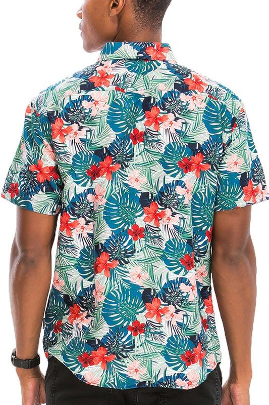 Hawaiian Print Button Down Shirt - Blu Lotus Boutique