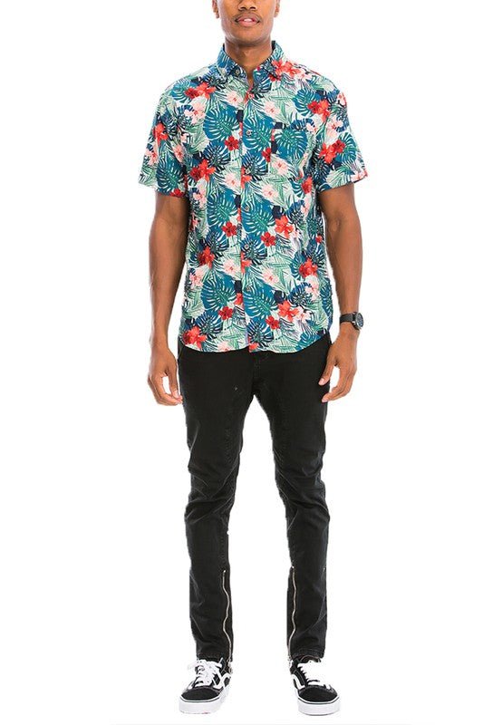 Hawaiian Print Button Down Shirt - Blu Lotus Boutique