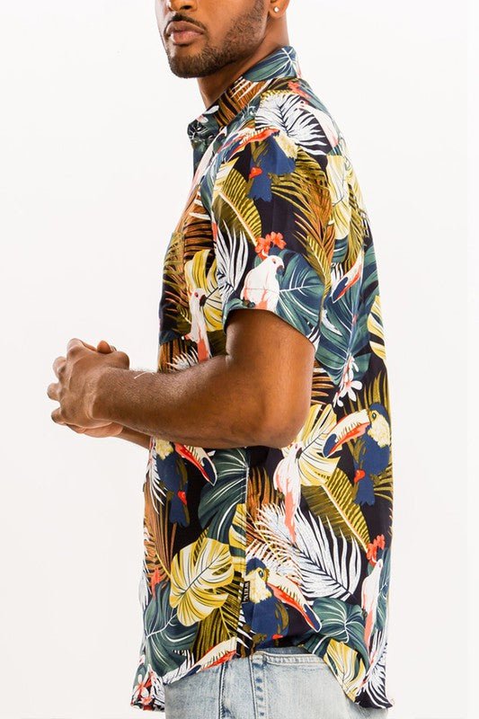 Hawaiian Print Button Down Shirt - Blu Lotus Boutique