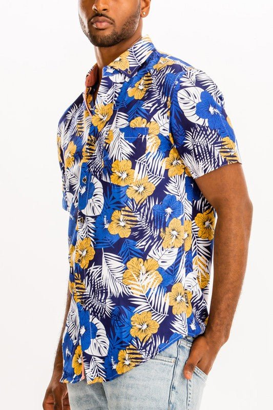 Hawaiian Print Button Down Shirt - Blu Lotus Boutique