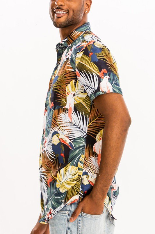 Hawaiian Print Button Down Shirt - Blu Lotus Boutique
