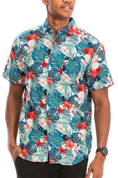 Hawaiian Print Button Down Shirt - Blu Lotus Boutique