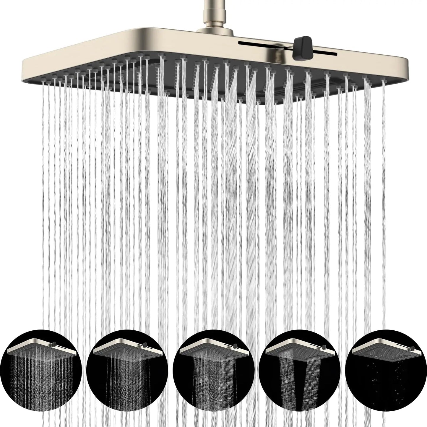 Hibbent 5 Spray Modes Shower Head, 13'' High Pressure Rain Shower Head, Large Rainfall Showerhead, High Flow Waterfall - Blu Lotus Boutique