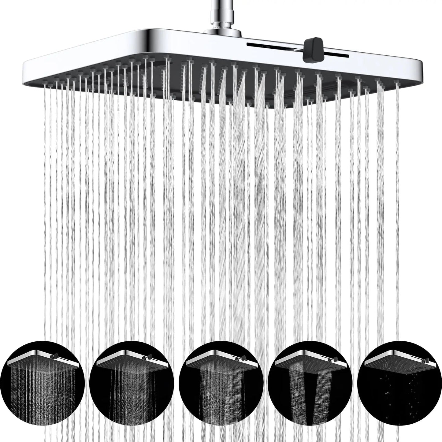 Hibbent 5 Spray Modes Shower Head, 13'' High Pressure Rain Shower Head, Large Rainfall Showerhead, High Flow Waterfall - Blu Lotus Boutique
