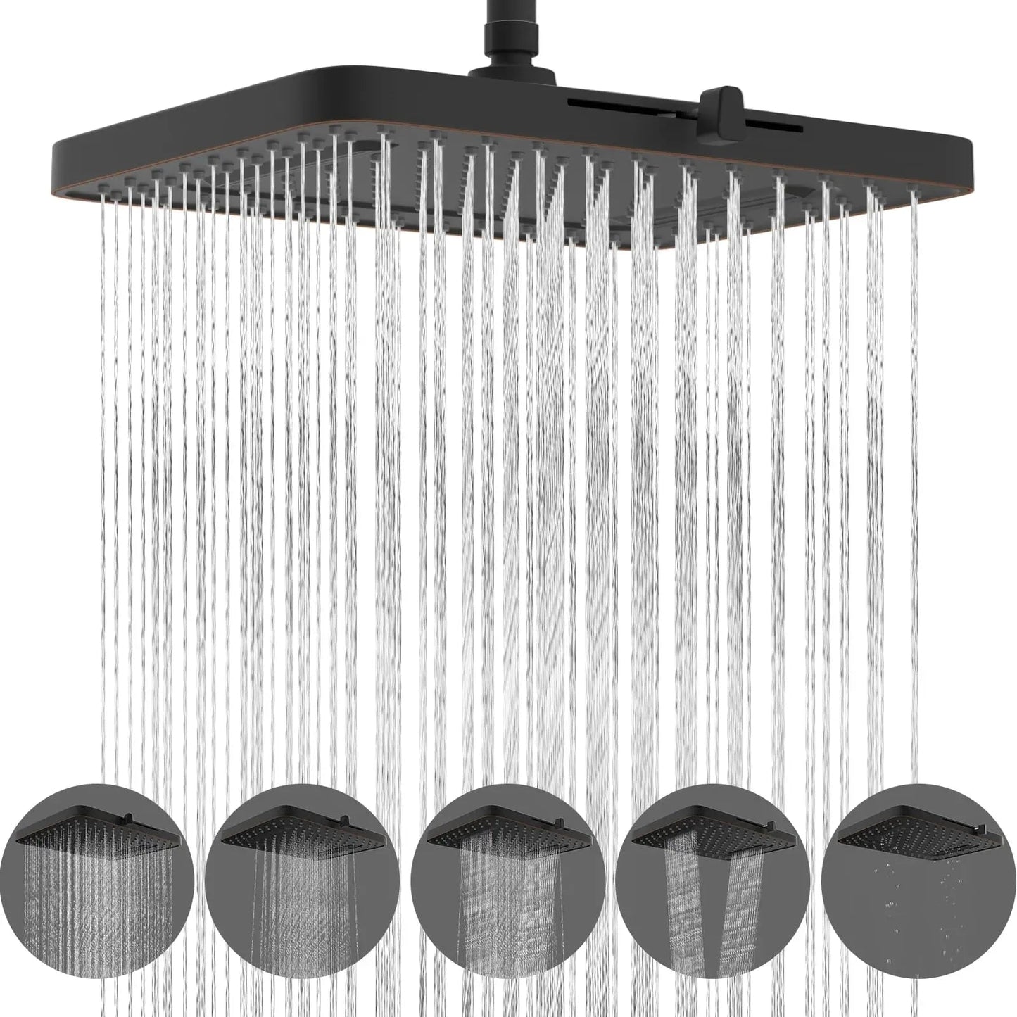 Hibbent 5 Spray Modes Shower Head, 13'' High Pressure Rain Shower Head, Large Rainfall Showerhead, High Flow Waterfall - Blu Lotus Boutique