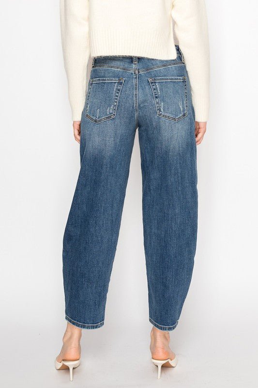 HIGH RISE RELAXED BARREL JEANS - Blu Lotus Boutique