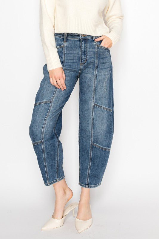 HIGH RISE RELAXED BARREL JEANS - Blu Lotus Boutique
