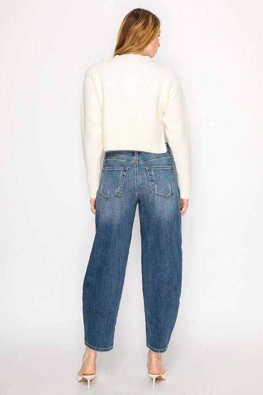 HIGH RISE RELAXED BARREL JEANS - Blu Lotus Boutique