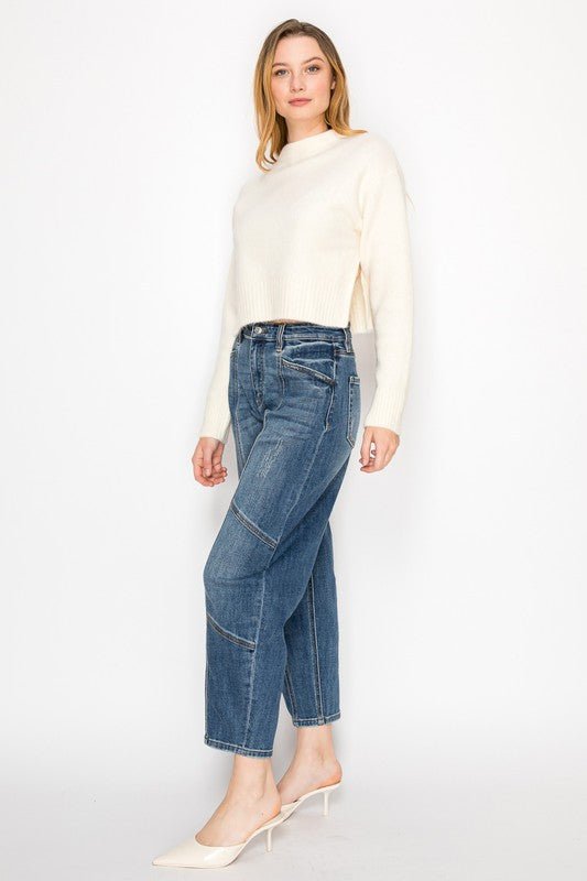 HIGH RISE RELAXED BARREL JEANS - Blu Lotus Boutique
